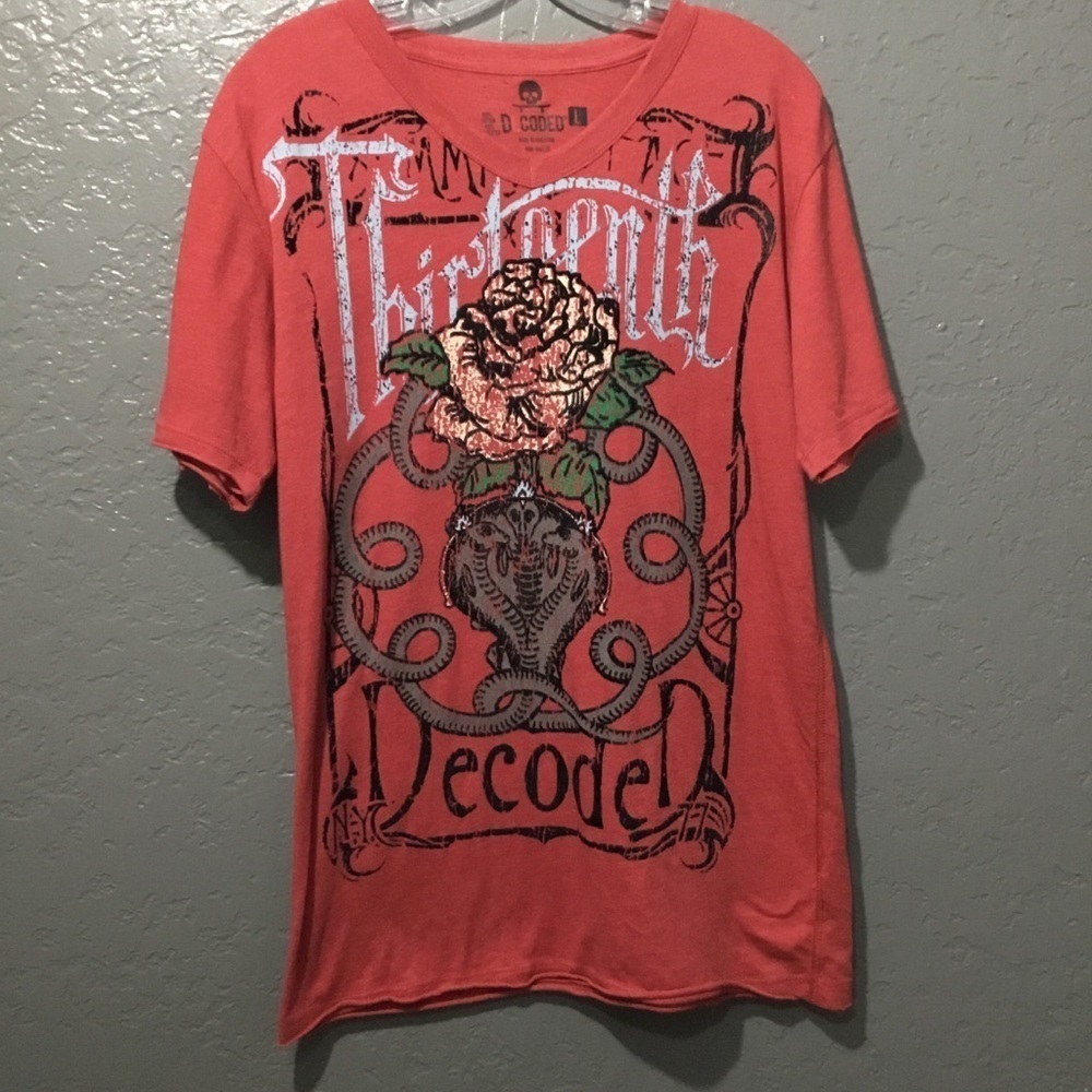 Decoded rose design v-neck T-shirt